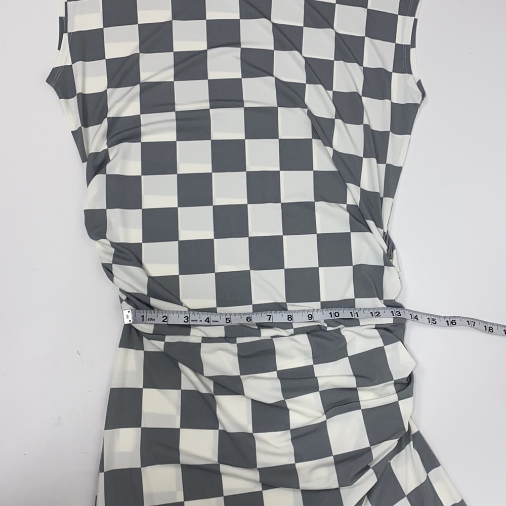 Kenneth Cole Medium Ruched Side Checker Long Dress - Picture 11 of 11